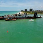 Drone Picture of Turbidity Monitoring Vessel at Dredge Charleston